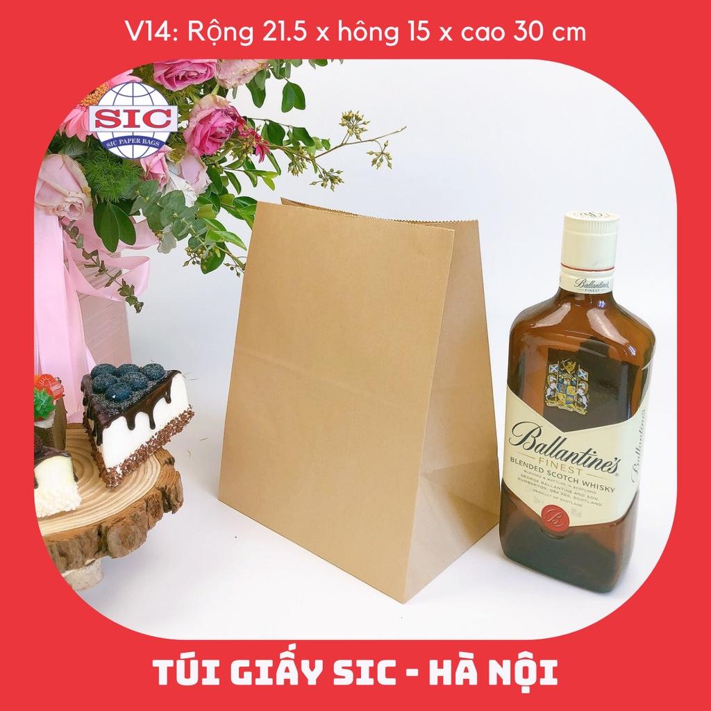 10 CHIẾC TÚI GIẤY KRAFT V14: 21.5x15x30 cm KHÔNG QUAI ( ẢNH THẬT)