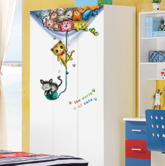 Decal trang trí tường - Những chú mèo đu dây