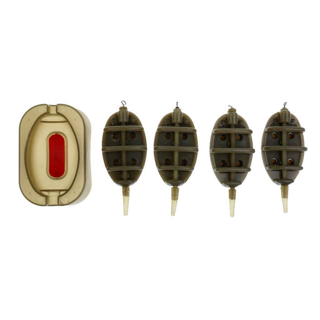 2 Sets Carp Fishing Feeder Set Lead Sinker Fishing Bait Cage & Quick Release Method Mould