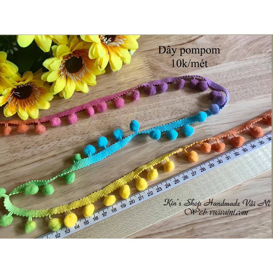 Dây ren pompom đủ màu- Nguyên liệu handmade, dùng trong may mặc