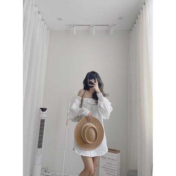 Áo sơ mi trễ vai bèo siêu hot