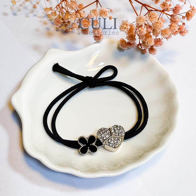 Dây thun cột tóc hình trái tim, cỏ may mắn đính đá xinh xắn Culi.accessories