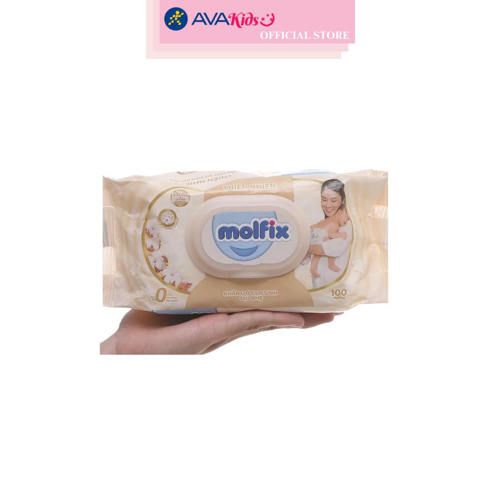Combo 2 khăn ướt Molfix sơ sinh dịu nhẹ không mùi gói 100 miếng