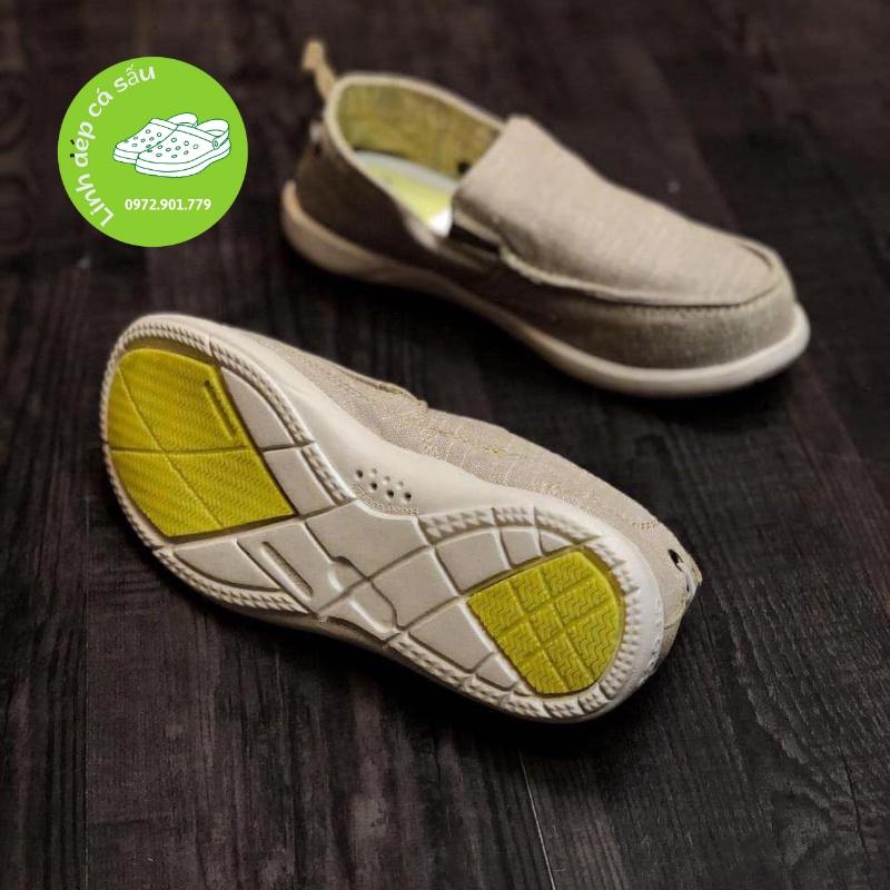 Giày llười vải cross nam chamray màu kaki vàng êm, bền, hàng xịn, full box