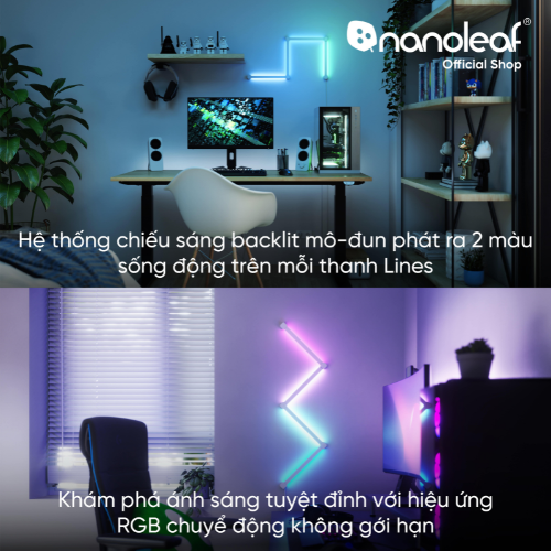 Đèn LED RGB lắp ghép thông minh Nanoleaf Lines Squared 4 thanh đèn