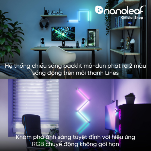 Đèn LED RGB lắp ghép thông minh Nanoleaf Lines Squared 4 thanh đèn (Bộ khởi động)