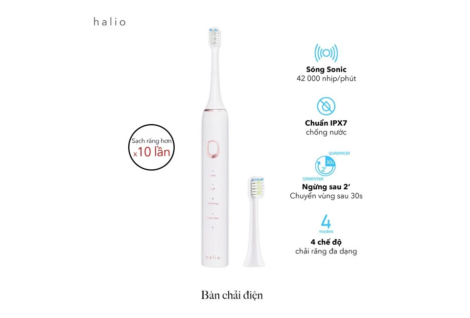 Combo 2 Bàn chải điện Halio Sonic SmartClean Electronic Toothbrush