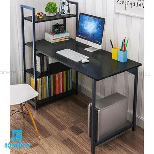 Bàn học tập, bàn làm việc liền giá sách 4 tầng sắt sơn tĩnh điện hiện đại vô cùng chắc chắn