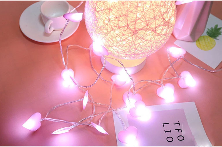 Đèn led dây trang trí trái tim vải tình yêu lãng mạn