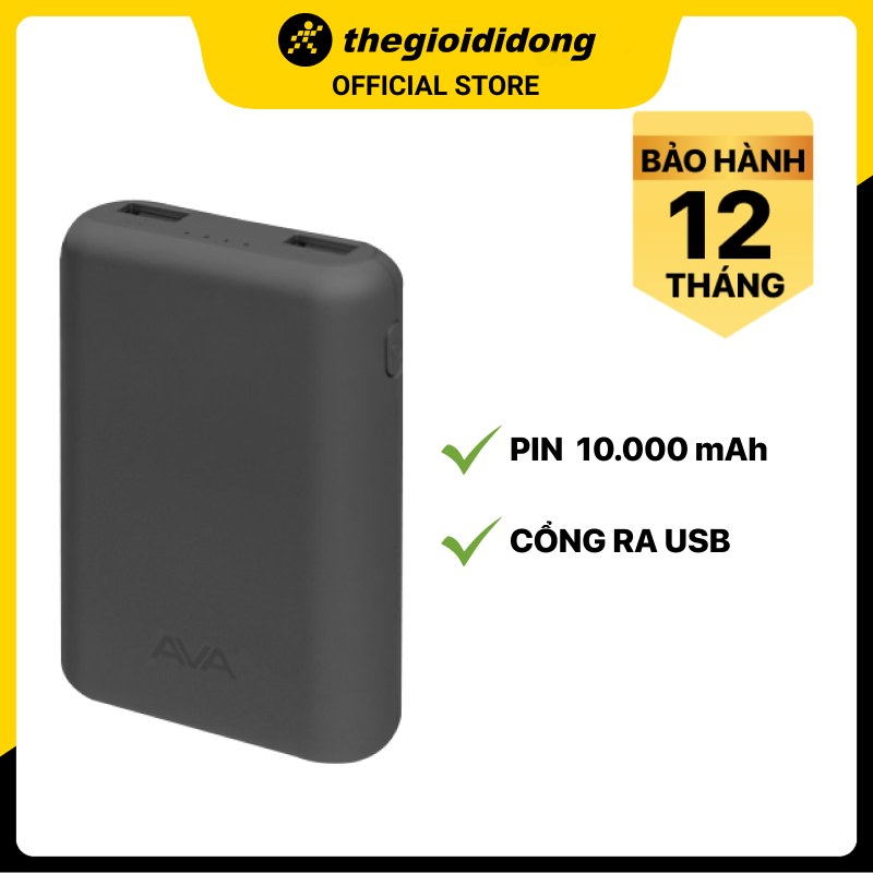 Pin sạc dự phòng 7.500 mAh AVA LA 10K-1 -Xám - Hàng chính hãng