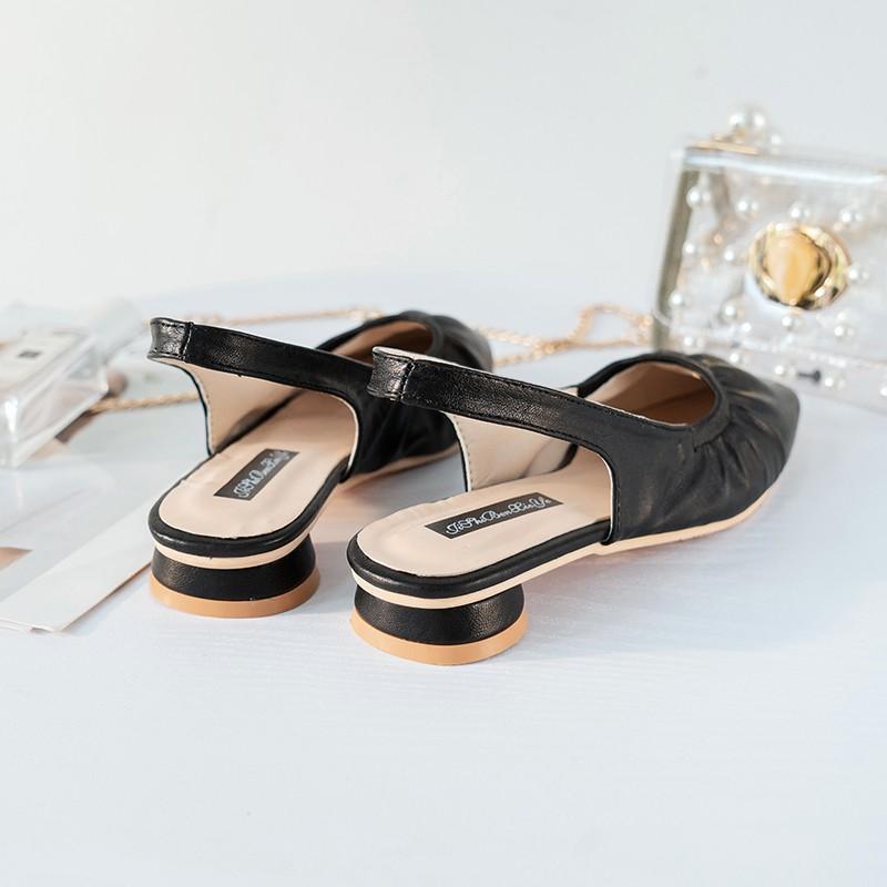 Giày Da Pu Gót Thấp Thiết Kế Thoải Mái