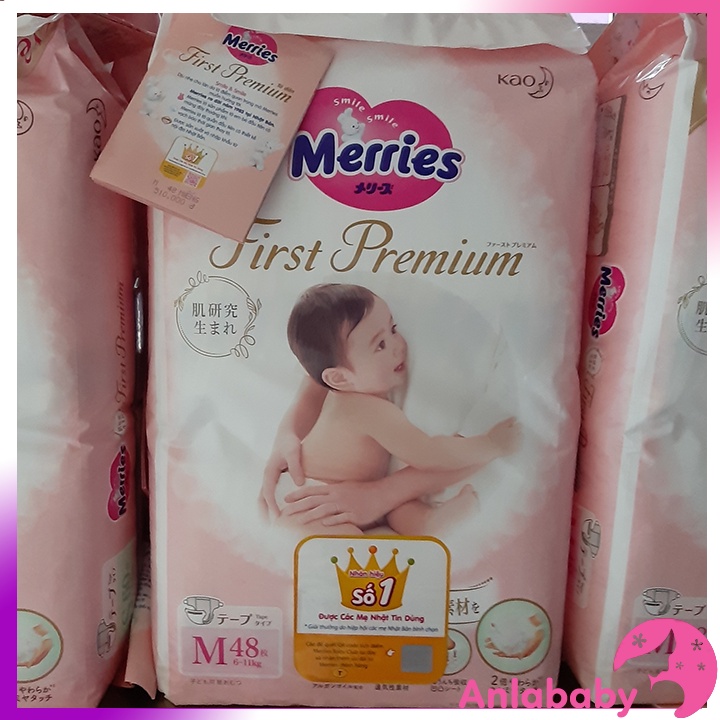 Bỉm Tã Merries First Premium/ Merries Premium Nhật Bản Siêu Mỏng Siêu Thấm Hút Size NB/S/M/L/XL