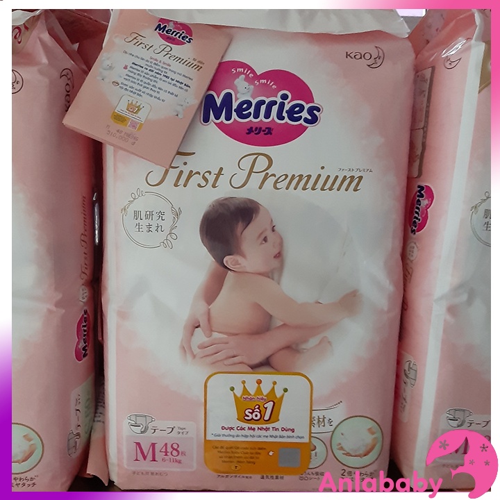 Bỉm Tã Merries First Premium Nội Địa Nhật Siêu Mỏng Siêu Thấm Hút Size NB/S/M/L/XL