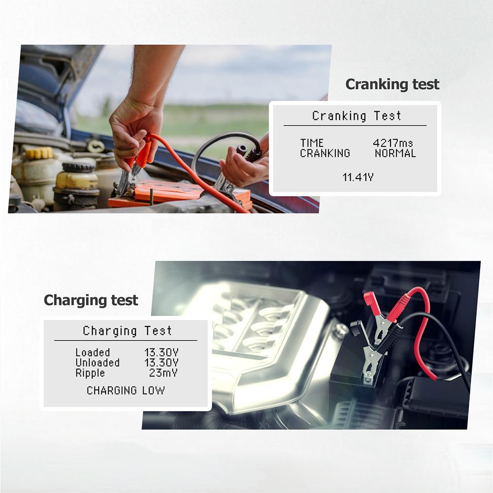 12V Car Motorcycle Battery Tester Digital Battery Analyzer 100-2000 CCA Battery Load Auto Cranking Charging System Test
