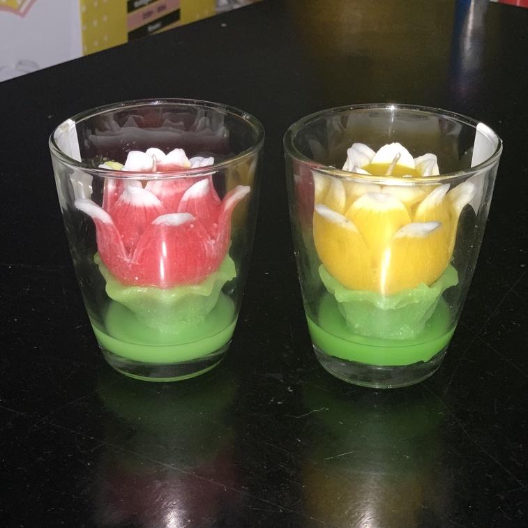 Cặp nến ly hoa sen - nến hoa sen thờ phật - nến bông sen trang trí cao cấp candle shop