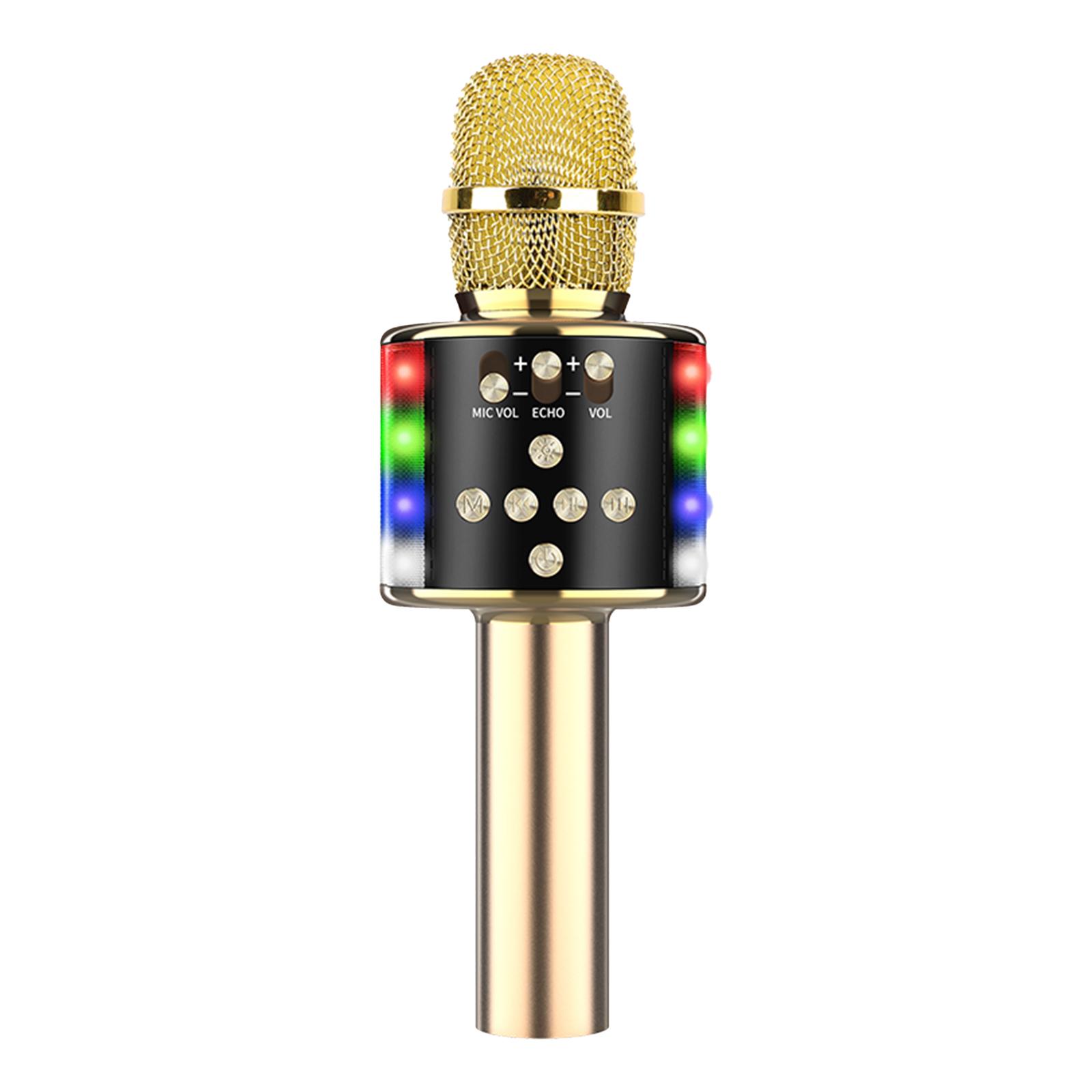 Micrô Hát Karaoke Bt Không Dây Với Đèn Led Đầy Màu Sắc D168