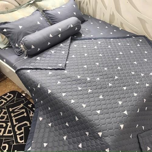 BỘ CHĂN RA COTTON 5 MÓN TAM GIÁC XÁM