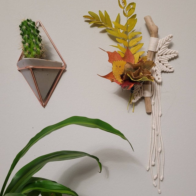 Dây tết macrame hoạ tiết lá treo cây không khí trang trí tường hoặc cửa