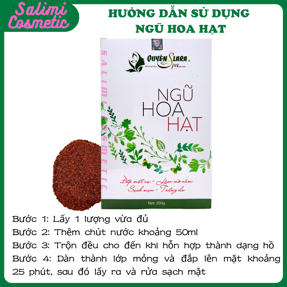 Mặt Nạ Đắp NGŨ HOA HẠT Quyên Lara - Giúp Mờ Nám, Sạch Mụn, Tàn Nhang, Trắng Da, Cân Bằng Độ Ẩm Cho Da, Làm Mát Da, Chống Dị Ứng | Trọng Lượng 200 Gram - HÀNG CHÍNH HÃNG