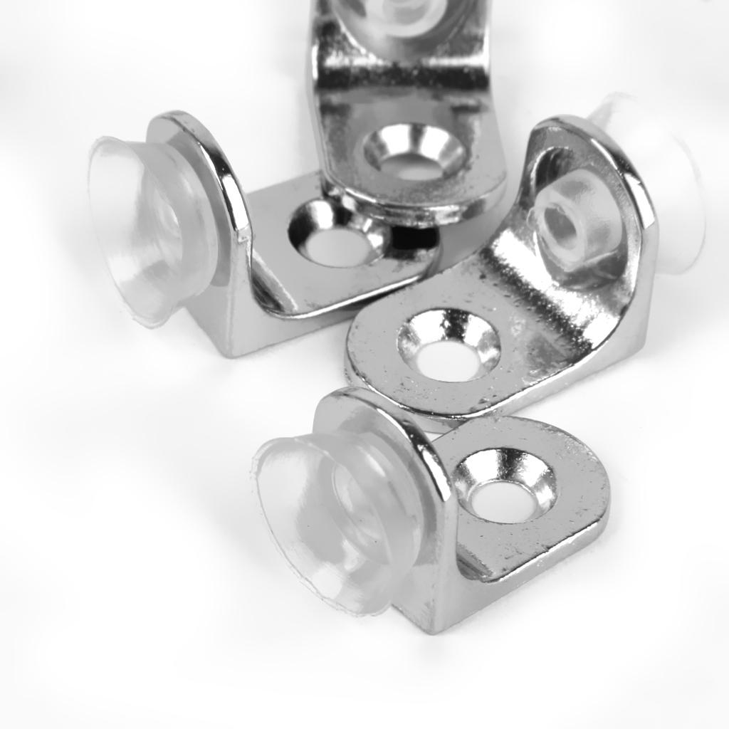 Set Of 10 Thick Suction Cup Base Metal Plate Glass Cabinet Table Support