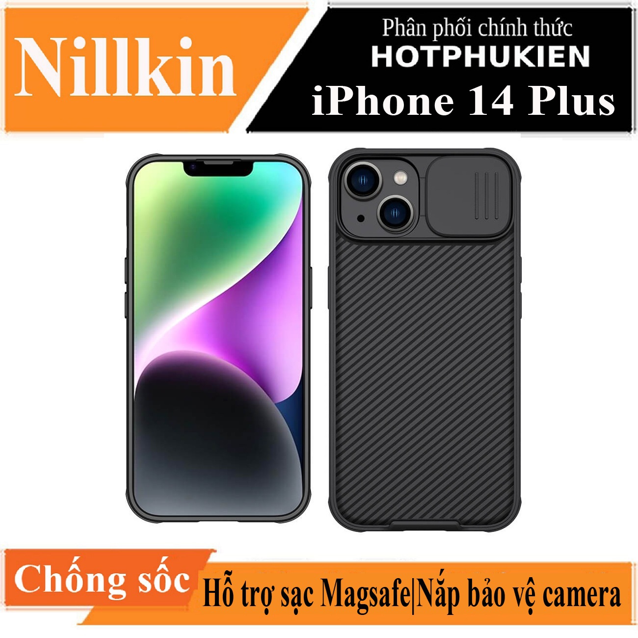 Ốp lưng maqsafe chống sốc cho iPhone 14 Plus bảo vệ Camera hiệu Nillkin Camshield Pro chống sốc cực tốt, chất liệu cao cấp, có khung & nắp đậy bảo vệ Camera - hàng nhập khẩu