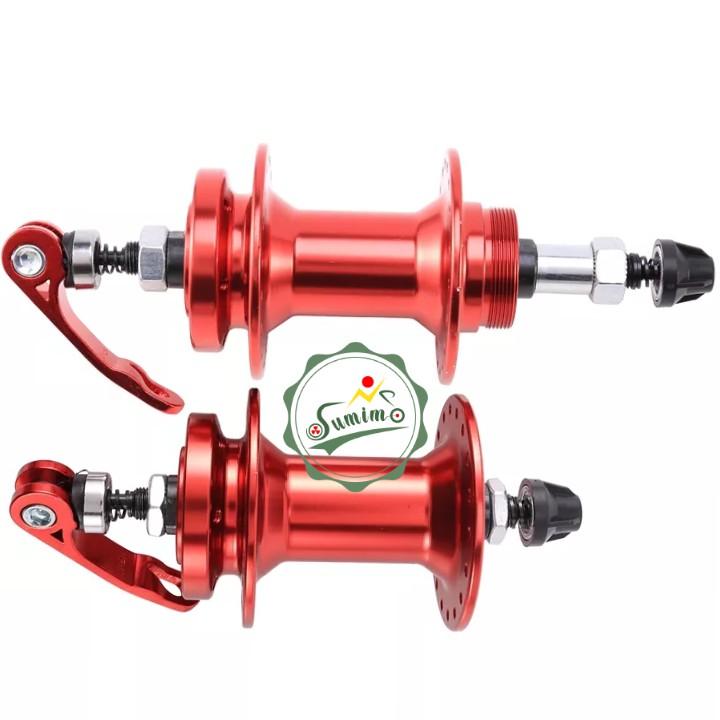 Đùm bộ MTB 32 lổ líp vặn 7 speed thắng dĩa nhôm xi màu