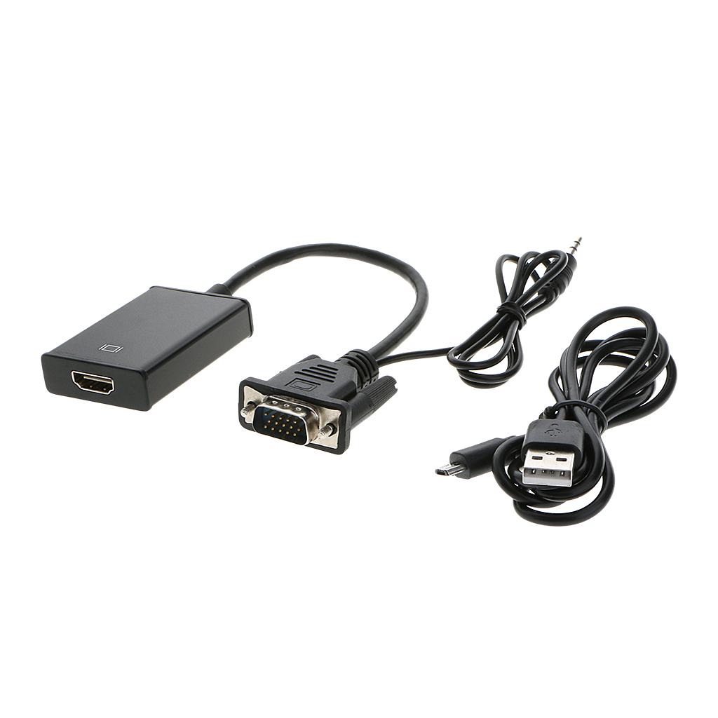 VGA To HDMI Output 1080P HD+ Audio TV AV HDTV Video Cable Converter Adapter