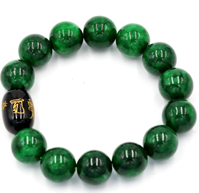 Vòng tay chuỗi hạt cẩm thạch đông ninh 14 ly Thái tuế phù DTTD24