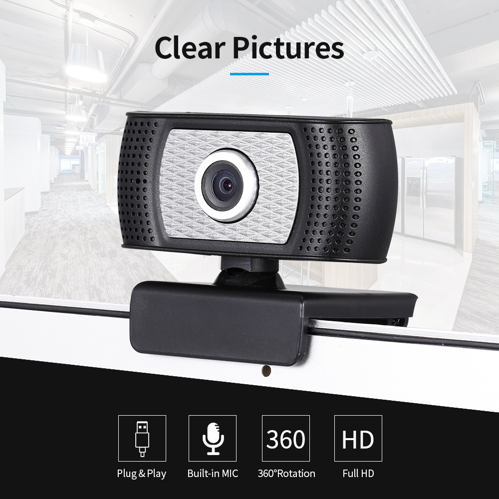 Webcam Độ Nét Cao 720p 30 Khung Hình/Giây Xoay 360 Độ Với Micrô Giảm Tiếng Ồn Cho Máy Tính HD Xách Tay