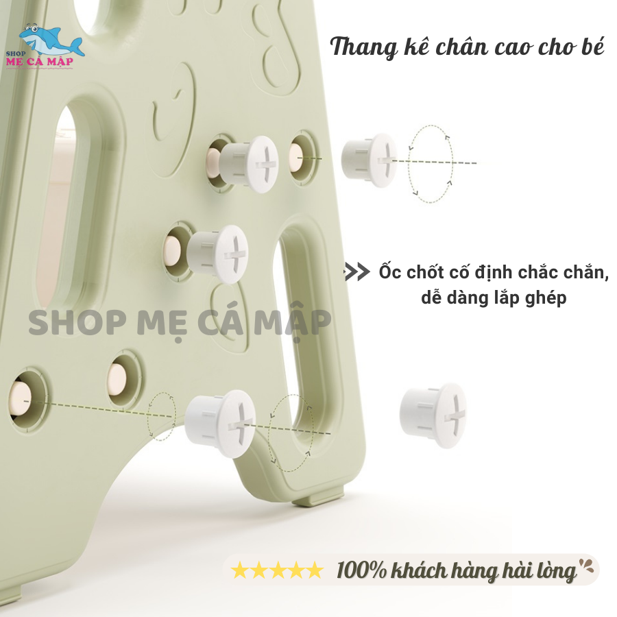 Thang mini ghế đôn 2 bậc cho bé có tai vin, Nhựa cao cấp tải trọng lên tới 75kg