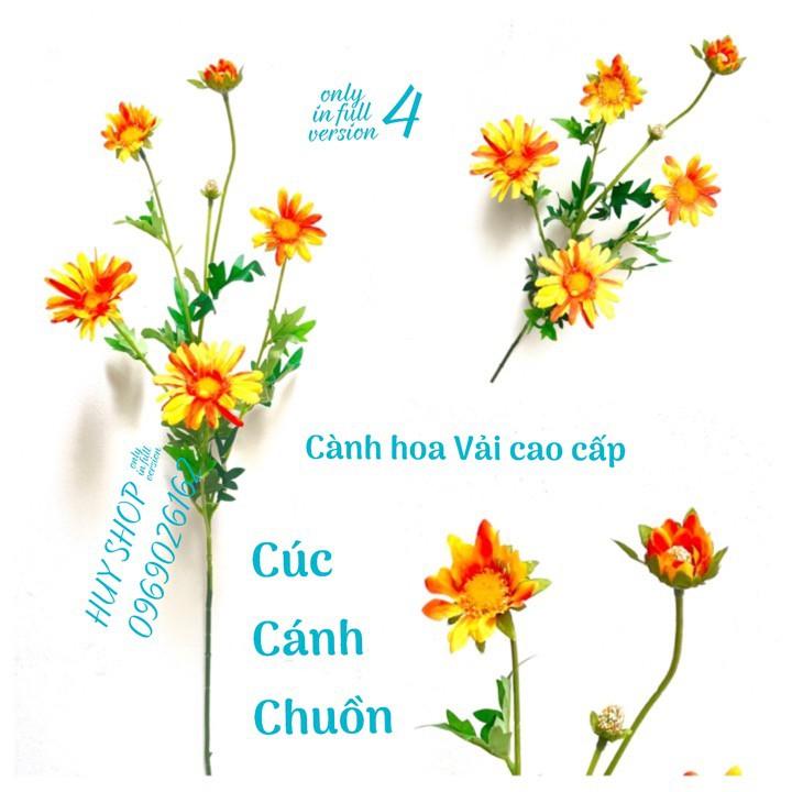 HOA GIẢ TRANG TRÍ - CÀNH HOA CÚC CÁNH CHUỒN VẢI CAO CẤP