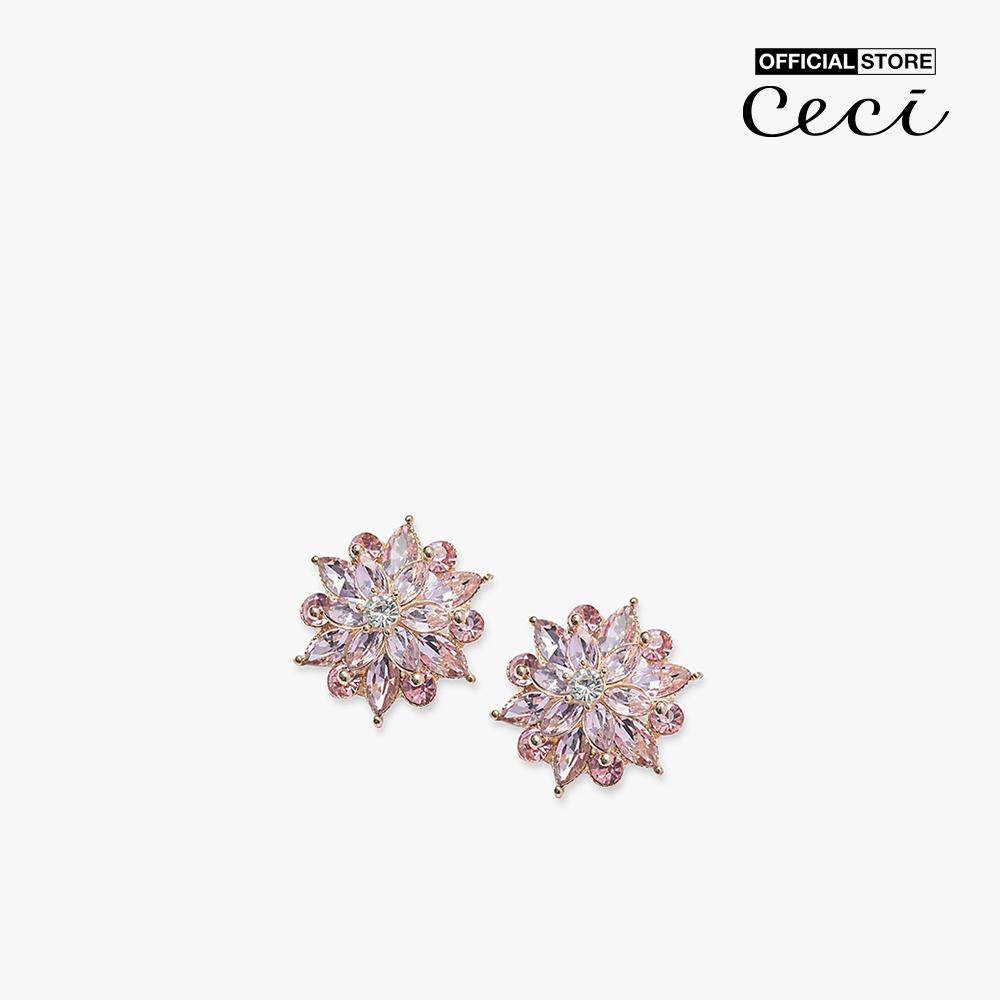 CECI - Khuyên tai nữ hình bông hoa đính đá nổi bật CC1-09000035