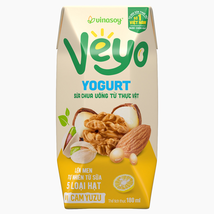 Thùng Sữa chua uống từ thực vật Veyo Yogurt ( 180ml x 30 Hộp) - Vị Cam Yuzu