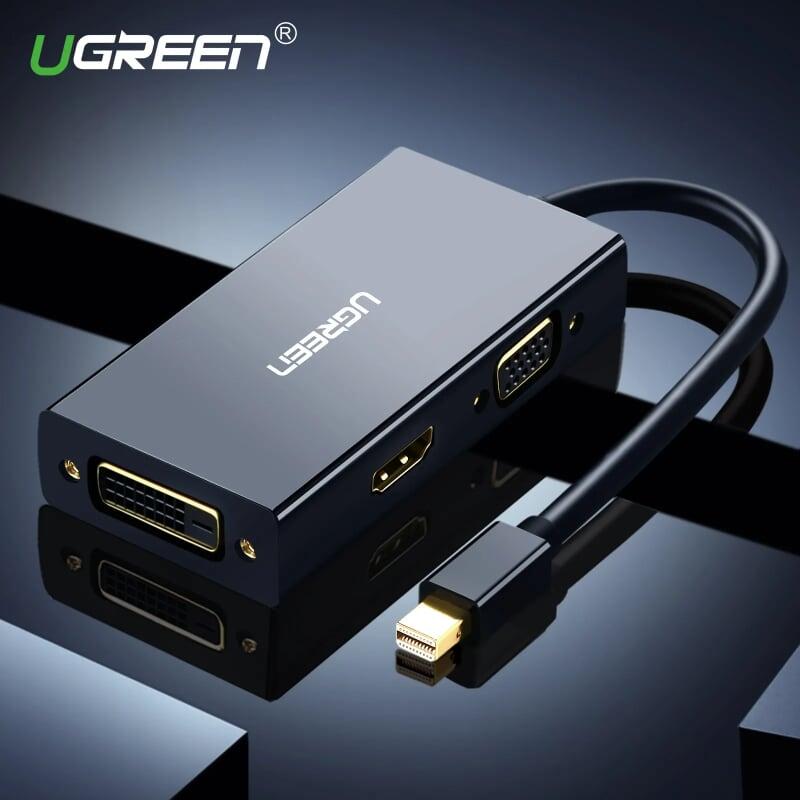 Ugreen UG20418MD114TK Màu Đen Bộ chuyển đổi Mini displayport sang HDMI + VGA + DVI nhựa ABS - HÀNG CHÍNH HÃNG