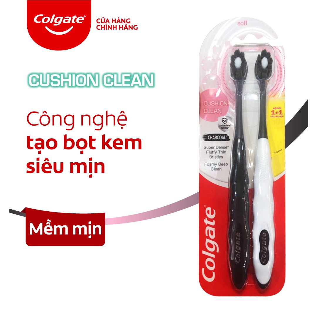 Bộ 2 Bàn chải Cushion Clean Twin Charcoal lông chải kháng khuẩn