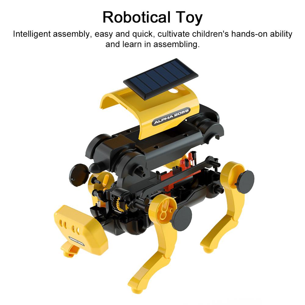 Self-Install DIY Gadgets Technological Gizmos Intelligent Robot Dog Robot Cattle Toys Solar Powered Educational Toy Assembly Robotical Dog Cattle Kit Students Science Experiment Toy
