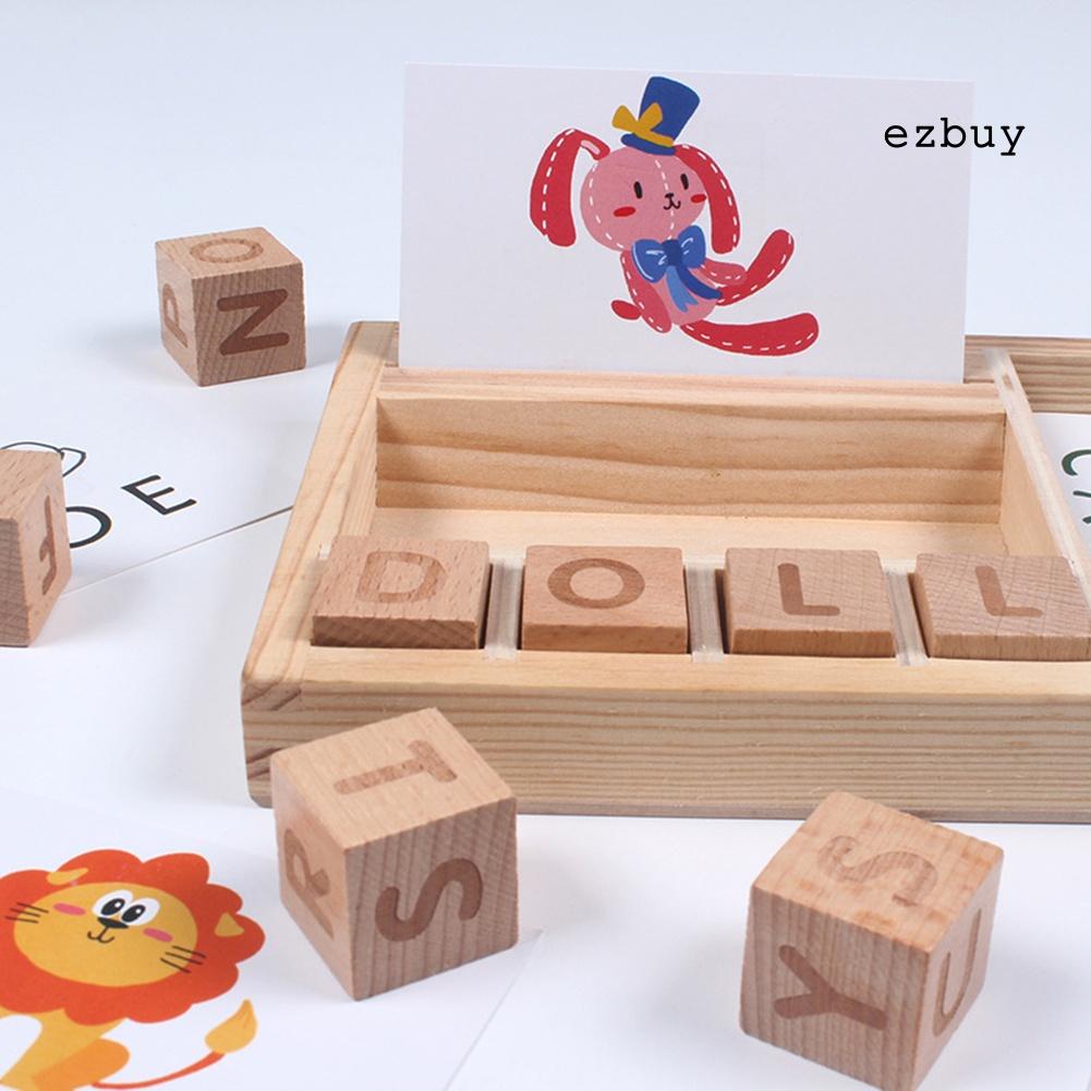 EY-Wooden English Cardboard Puzzles Alphabet Building Early Educational Kids Toy