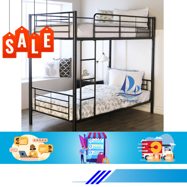 Giường sắt 2 tầng tách thành 2 giường sắt đơn, giường tầng sắt dày xuất khẩu