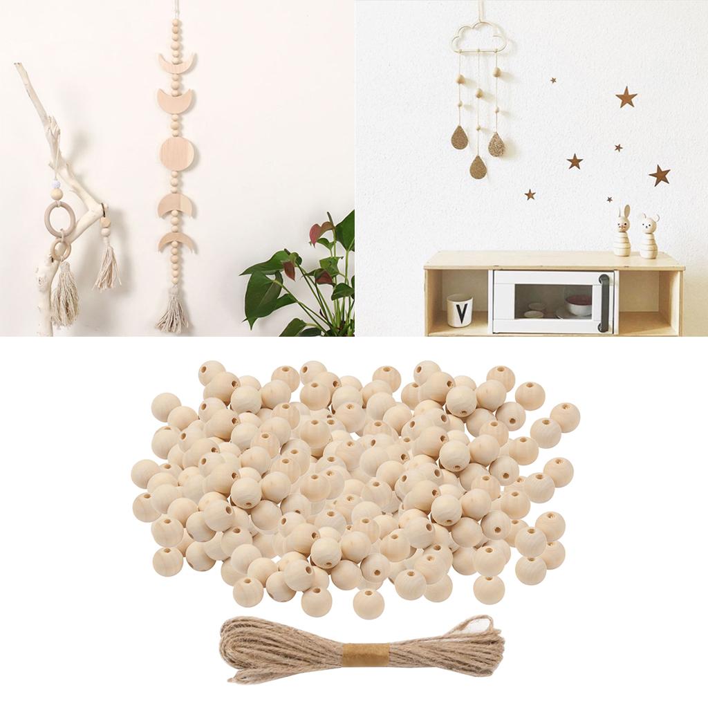 200pcs Round Wooden Beads Loose Spacer Unfinished Craft for DIY Jewelry Making