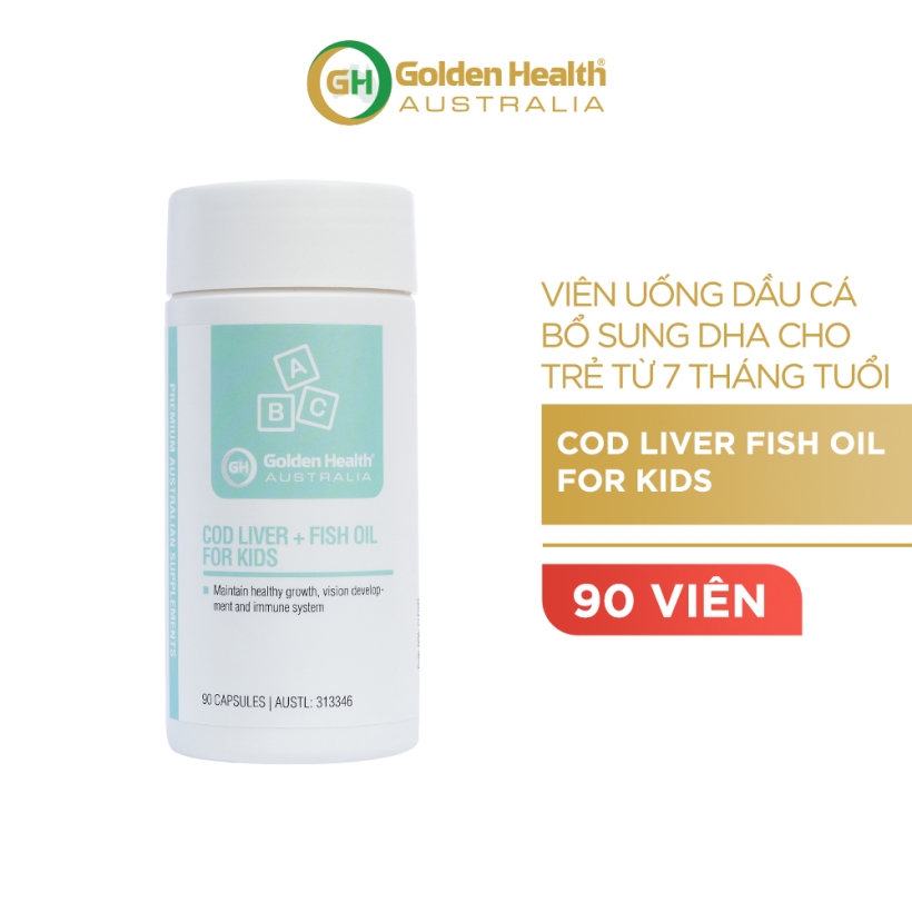 Viên uống dầu cá bổ sung DHA cho trẻ từ 7 tháng tuổi Golden Health Cod Liver Fish Oil For Kids