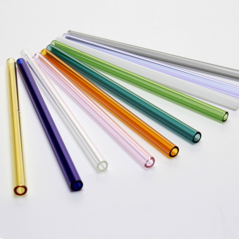 Bộ 4 Ống Hút Thủy Tinh Chịu Nhiệt + 2 Cọ Rửa + 1 Túi Vải