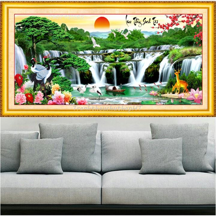 Tranh thêu chữ thập Phong cảnh lưu thủy sinh tài LV3314 - tự thêu