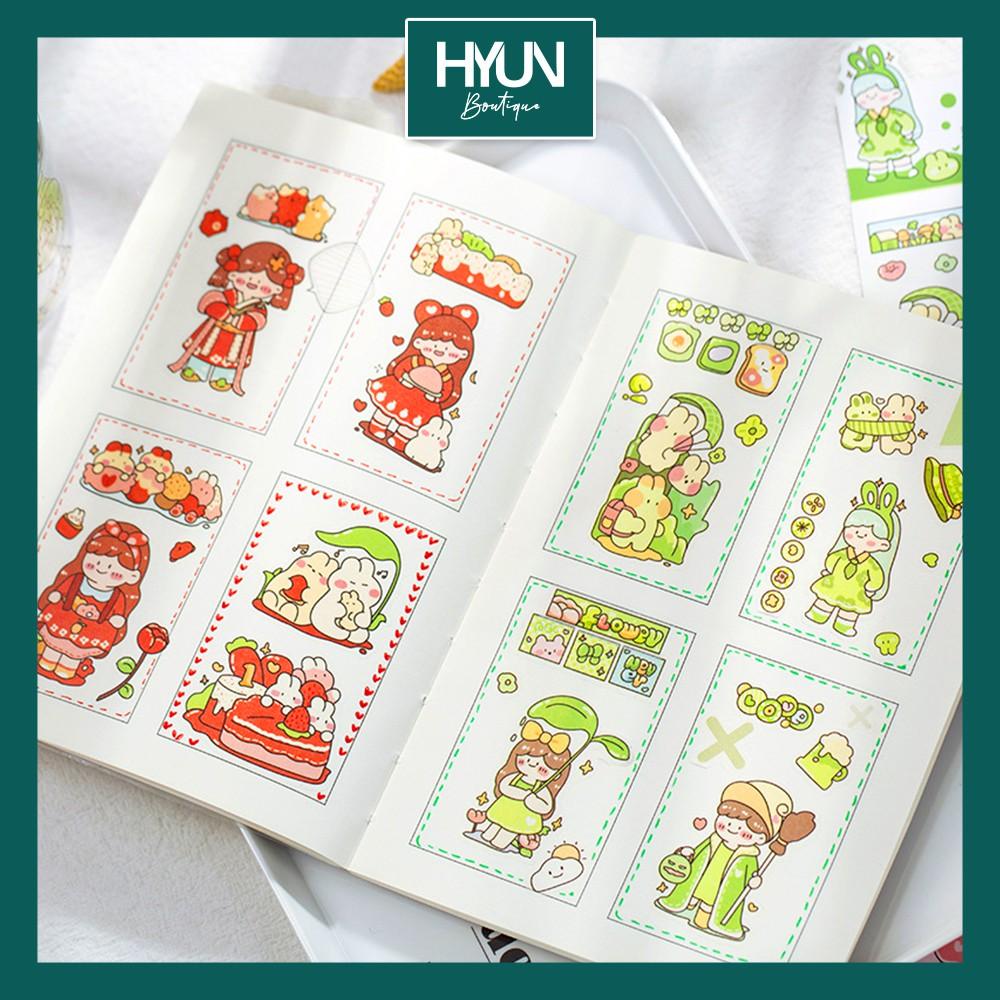 SET 6 tờ Sticker dán &amp; tờ lẻ - Bud Bunny  - Trang trí bullet journal DIY