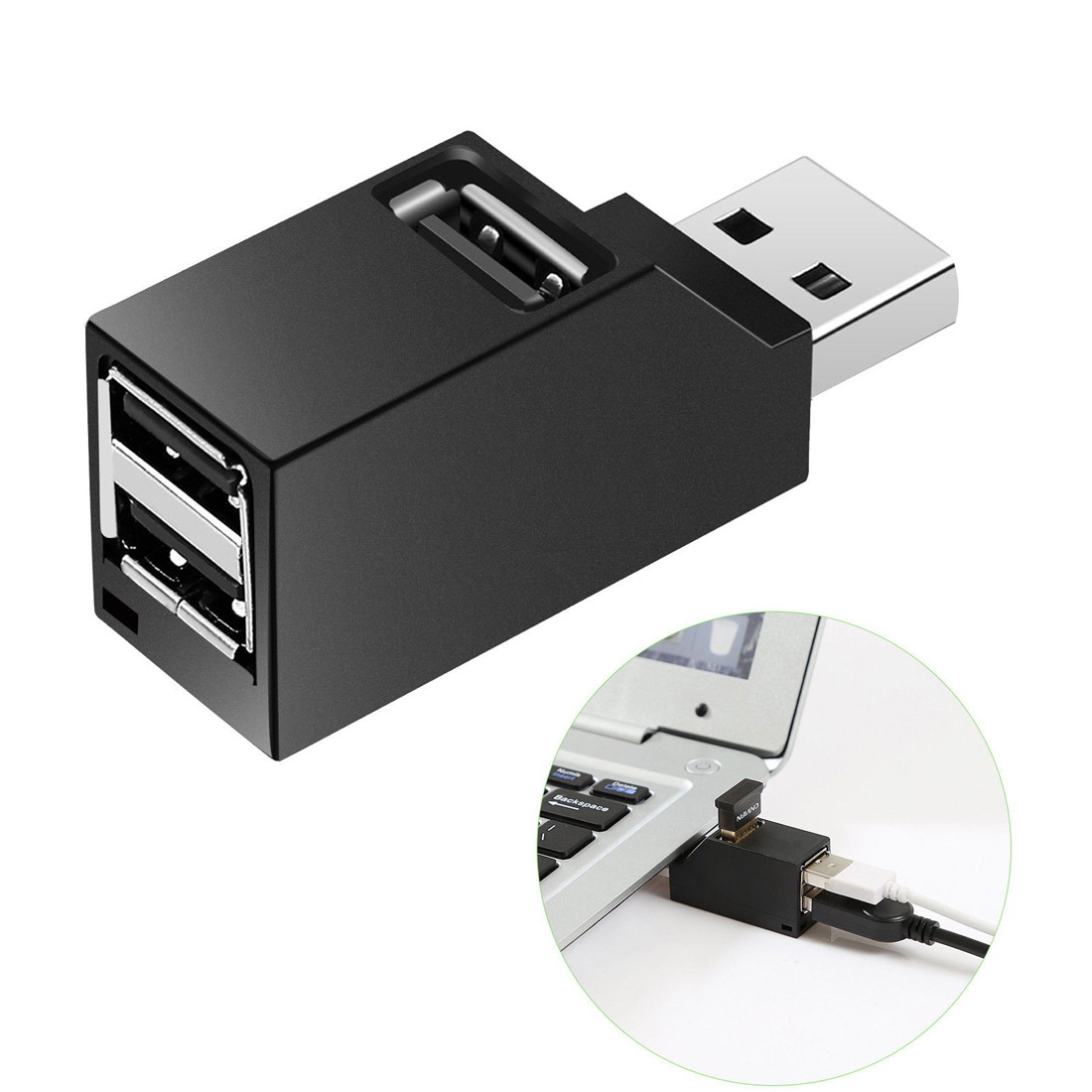 Bộ chia USB HUB 3 cổng USB 3.0 và USB2.0 độ cao cho máy tính, Laptop, PC, Tivi, Ô tô, xe hơi, thiết bị ngoại vi Dan House USB3.02.0