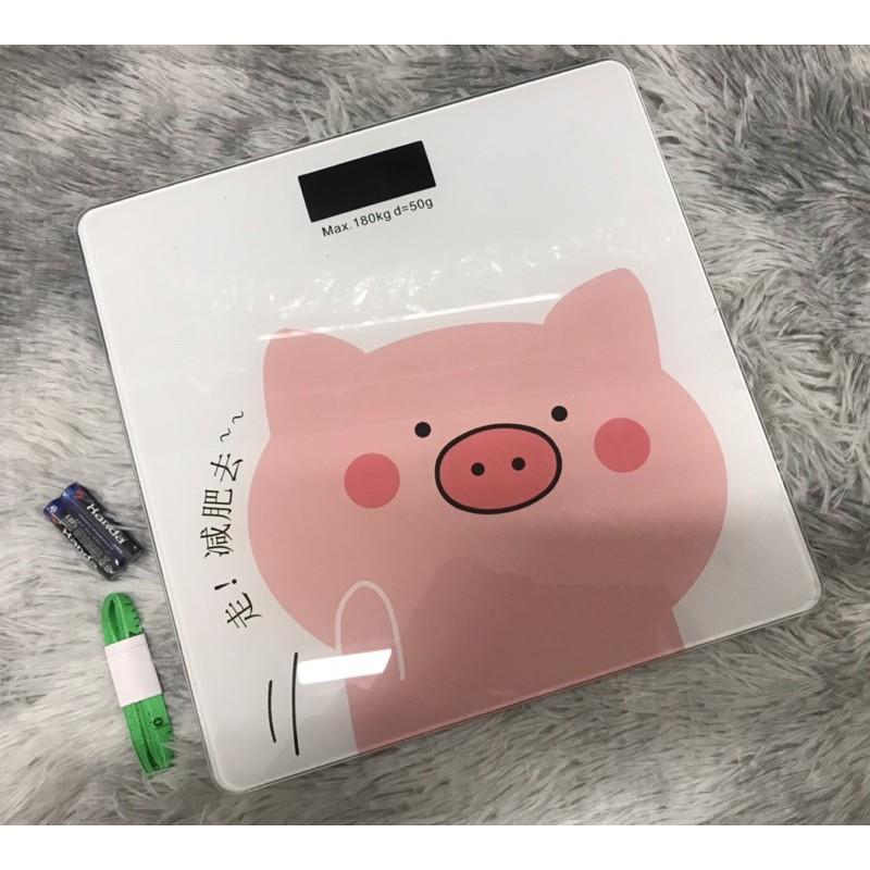 Cân điện tử lợn hồng cute dùng pin - Cân sức khỏe gia đình