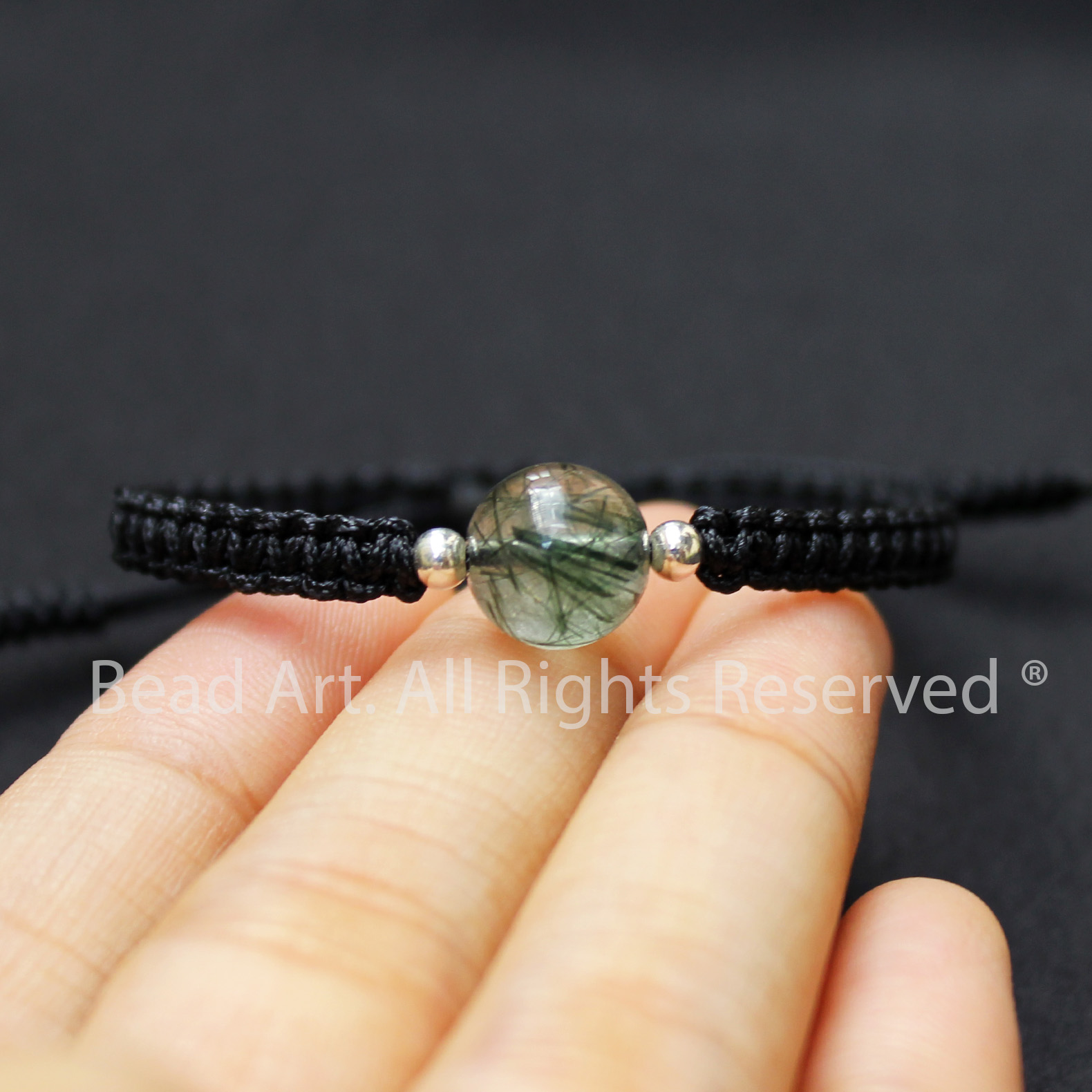 Vòng Tay Thắt Dây Thạch Anh Tóc Xanh 9MM (Green Rutilated Quartz) Tự Nhiên Loại AA, Mệnh Mệnh Hoả, Mộc, Vòng Tay Phong Thuỷ, Chuỗi Hạt - Bead Art