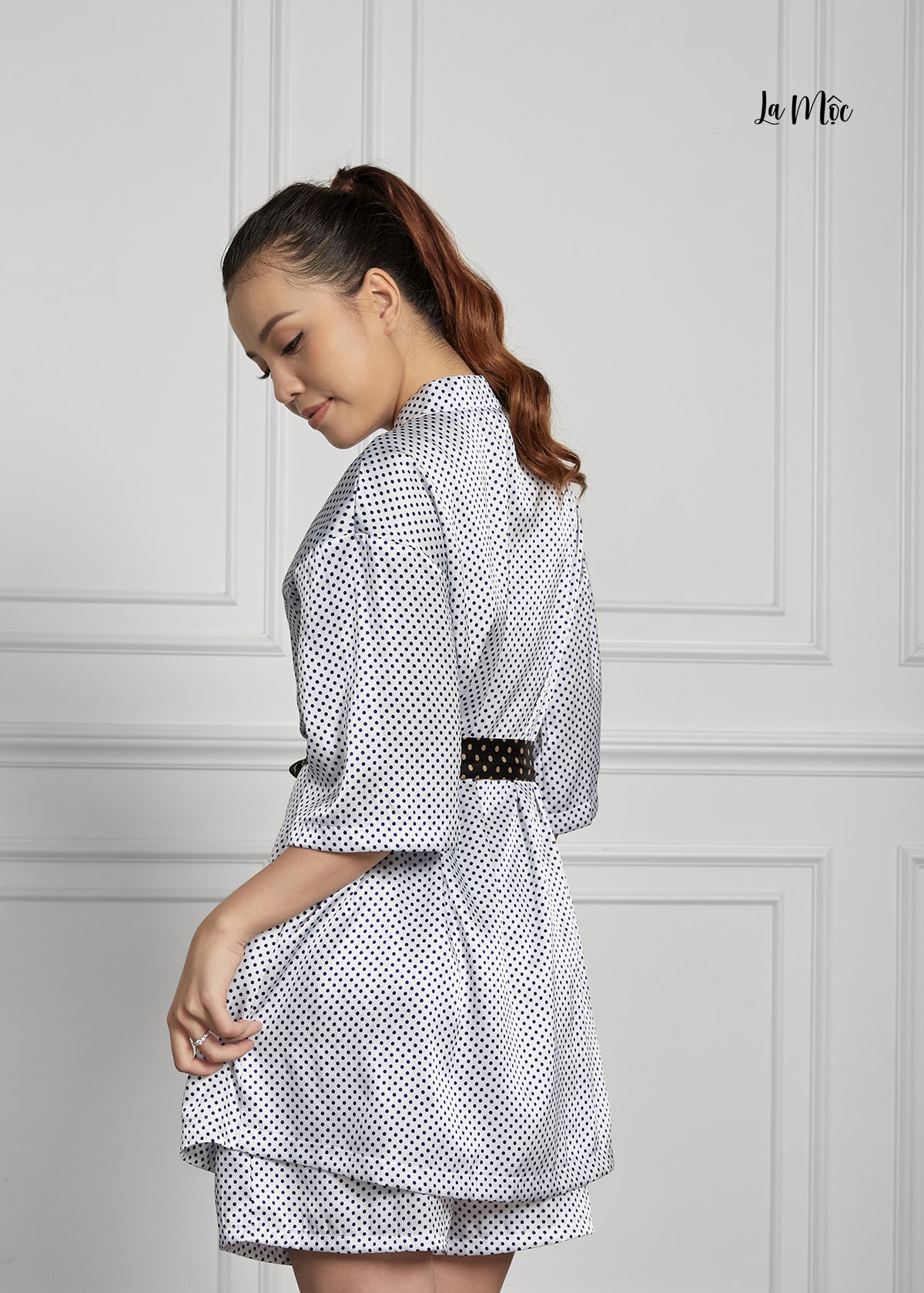 Đồ Bộ Nữ Mặc Nhà Pijama Ngắn Buộc Eo Lụa Hàn Maxivic, La Mộc - MM112119