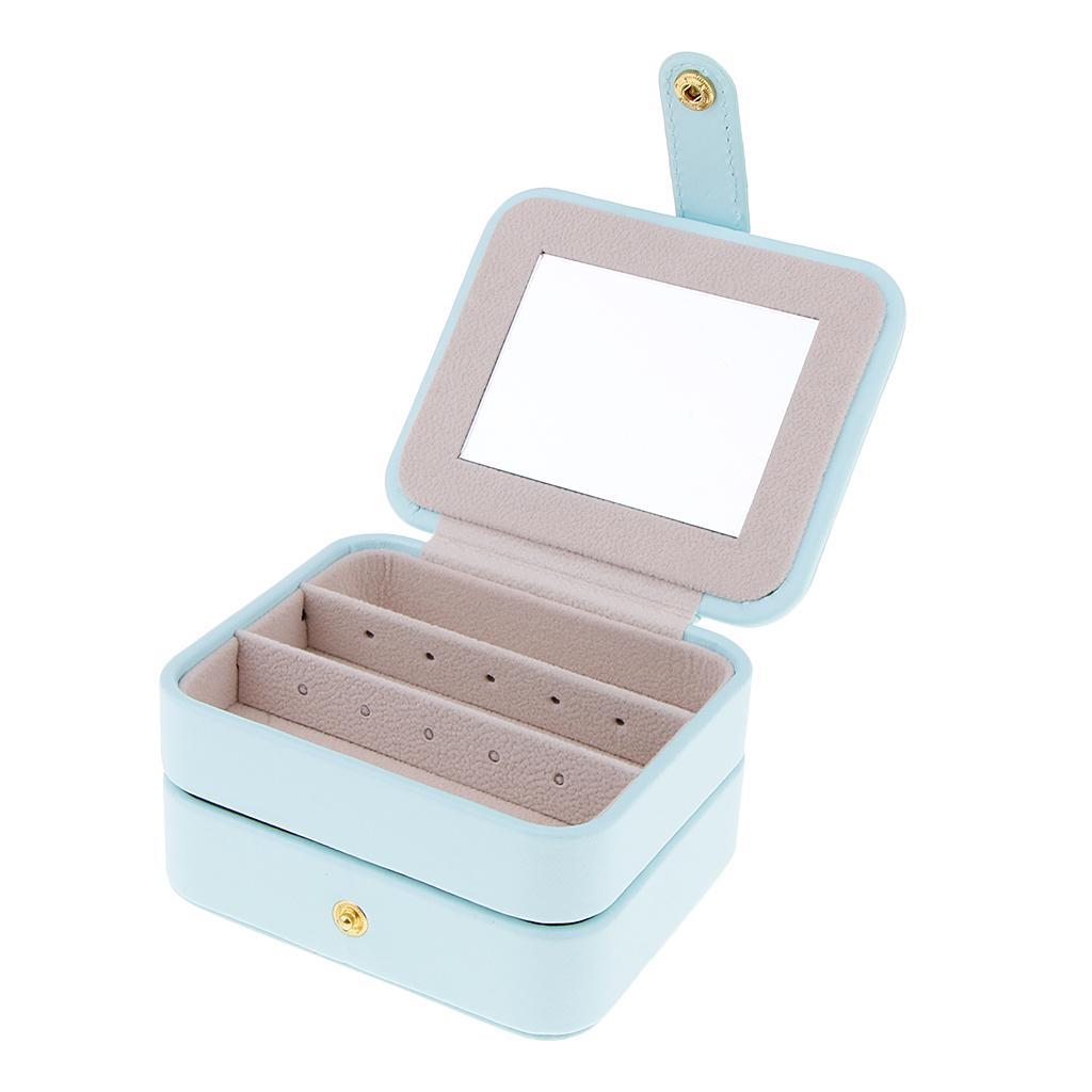 Portable Leather Double Layer Travel Earrings Jewelry Box Storage