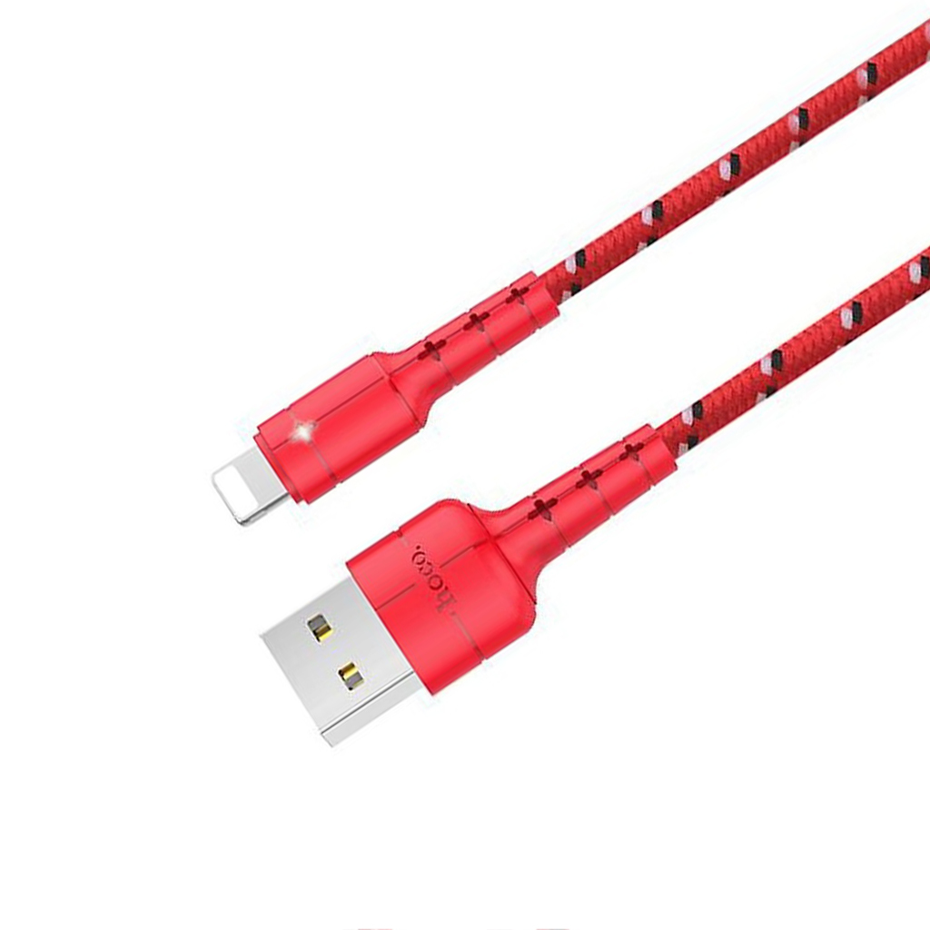 Cáp sạc nhanh 3A Hoco X14 Pro vải dù cao cấp tích hợp đèn Led dài 1M cho iPhone ( 2 màu ) - Hàng chính hãng