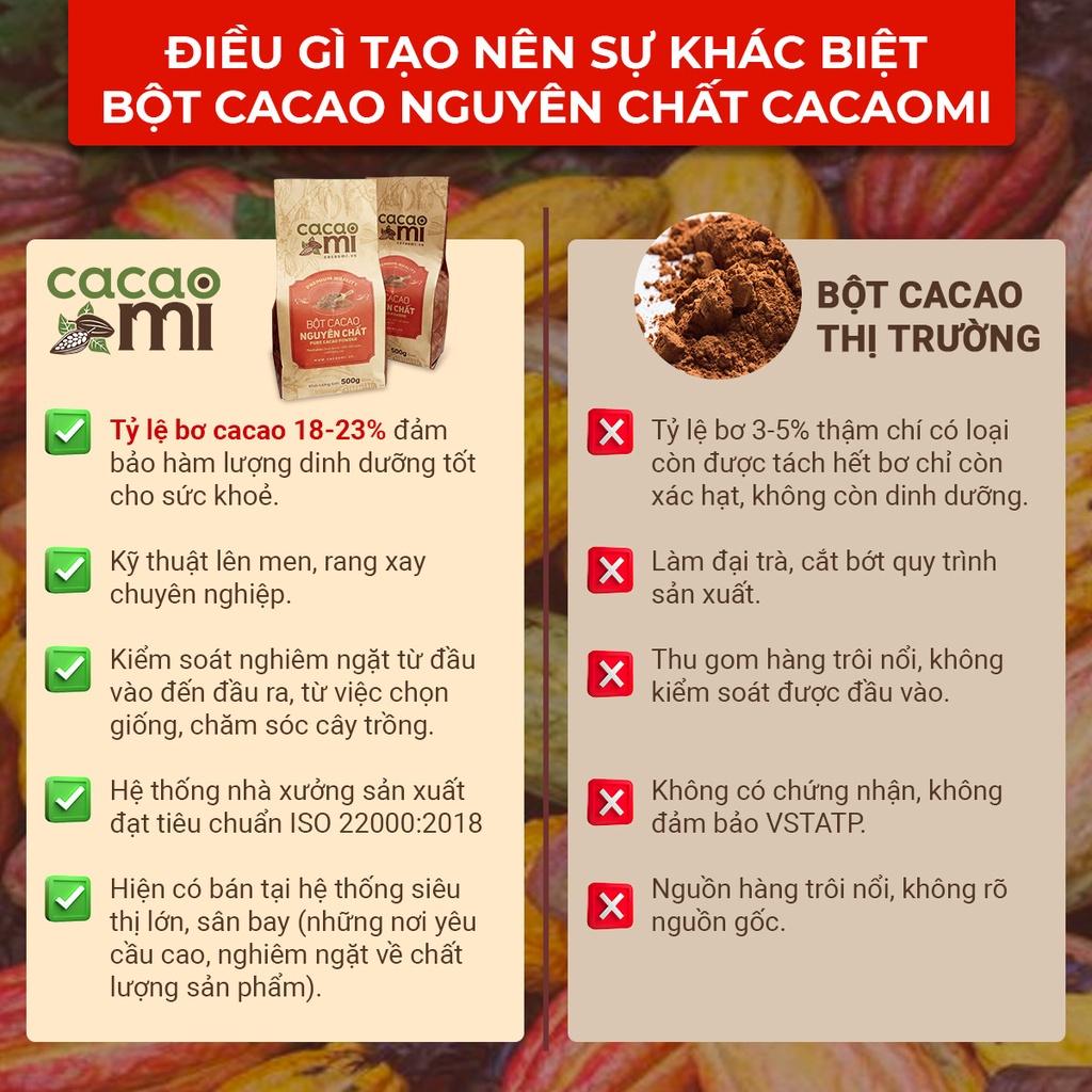 Bột ca cao nguyên chất không đường Cacao Mi dòng Premium vị đậm đà làm bánh pha thức uống sô cô la trà sữa - 1kg